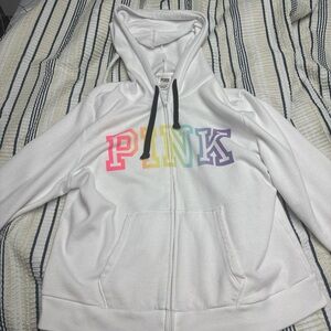 Victoria's Secret White Hoodie with Black Accents